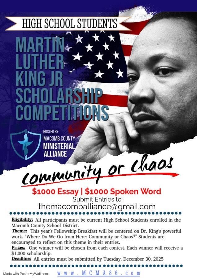 MLK Scholarship by Macomb Ministerial Alliance